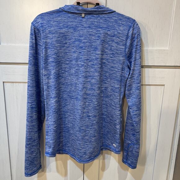 Danskin Now Semi-fitted M 8-10 1/4 Zip LS Blue Running Shirt Thumbhole Stretch - Picture 4 of 9